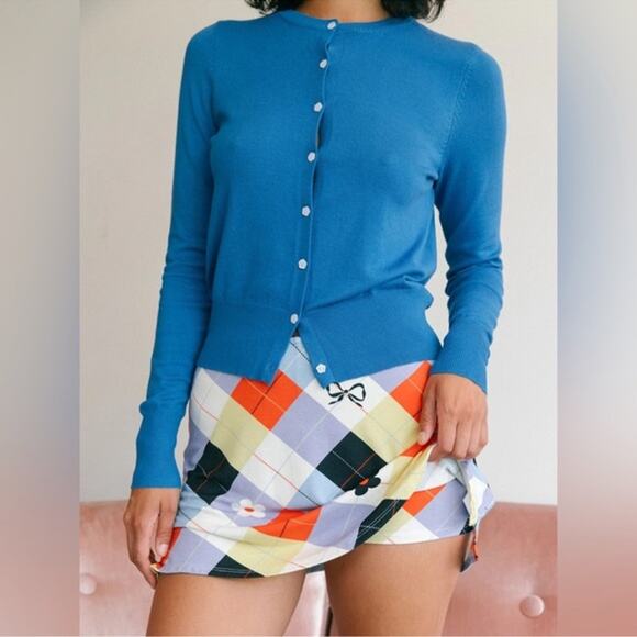 Lisa Says Gah Darcy Cirque Argyle Plaid Bow Skort High Waisted Mini Skirt New S - Picture 3 of 8